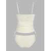 imageCUPSHE Womens Tankini Sets Two Piece Swimsuit Square Neck Mesh Bathing Suit Adjustable Spaghetti Straps DrawstringBeige