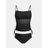 imageCUPSHE Womens Tankini Sets Two Piece Swimsuit Square Neck Mesh Bathing Suit Adjustable Spaghetti Straps DrawstringBlack