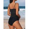imageCUPSHE Womens Tankini Sets Two Piece Swimsuit Square Neck Mesh Bathing Suit Adjustable Spaghetti Straps DrawstringBlack