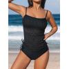 imageCUPSHE Womens Tankini Sets Two Piece Swimsuit Square Neck Mesh Bathing Suit Adjustable Spaghetti Straps DrawstringBlack