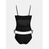imageCUPSHE Womens Tankini Sets Two Piece Swimsuit Square Neck Mesh Bathing Suit Adjustable Spaghetti Straps DrawstringBlack