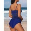 imageCUPSHE Womens Tankini Sets Two Piece Swimsuit Square Neck Mesh Bathing Suit Adjustable Spaghetti Straps DrawstringNavy Blue