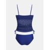imageCUPSHE Womens Tankini Sets Two Piece Swimsuit Square Neck Mesh Bathing Suit Adjustable Spaghetti Straps DrawstringNavy Blue