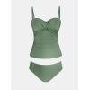 imageCUPSHE Womens Tankini Sets Two Piece Swimsuit Sweetheart Neck Removable Straps Wrapped Molded CupsDark Green
