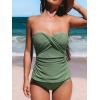 imageCUPSHE Womens Tankini Sets Two Piece Swimsuit Sweetheart Neck Removable Straps Wrapped Molded CupsDark Green