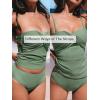 imageCUPSHE Womens Tankini Sets Two Piece Swimsuit Sweetheart Neck Removable Straps Wrapped Molded CupsDark Green