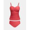 imageCUPSHE Womens Tankini Sets Two Piece Swimsuit Sweetheart Neck Removable Straps Wrapped Molded CupsRed