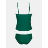 imageCUPSHE Womens Tankini Sets Two Piece Swimsuit V Neck Ruched Shell Stitched Bathing Suit Spaghetti Adjustable StrapsForest Green