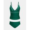 imageCUPSHE Womens Tankini Sets Two Piece Swimsuit V Neck Ruched Shell Stitched Bathing Suit Spaghetti Adjustable StrapsForest Green