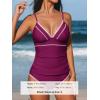 imageCUPSHE Womens Tankini Sets Two Piece Swimsuit V Neck Ruched Shell Stitched Bathing Suit Spaghetti Adjustable StrapsFuchsia