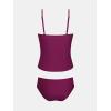 imageCUPSHE Womens Tankini Sets Two Piece Swimsuit V Neck Ruched Shell Stitched Bathing Suit Spaghetti Adjustable StrapsFuchsia