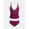 imageCUPSHE Womens Tankini Sets Two Piece Swimsuit V Neck Ruched Shell Stitched Bathing Suit Spaghetti Adjustable StrapsFuchsia