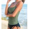 imageCUPSHE Womens Tankini Top Swimsuit Only Scoop Neck Ruched Bathing Suit TopDark Sage