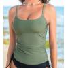 imageCUPSHE Womens Tankini Top Swimsuit Only Scoop Neck Ruched Bathing Suit TopDark Sage