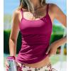 imageCUPSHE Womens Tankini Top Swimsuit Only Scoop Neck Ruched Bathing Suit TopMagengta