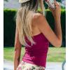imageCUPSHE Womens Tankini Top Swimsuit Only Scoop Neck Ruched Bathing Suit TopMagengta