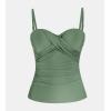 imageCUPSHE Womens Tankini Top Swimsuit Only Sweetheart Neck Wrapped Front Bandeau Bathing Suit Top Ruched Removable StrapsArmy Green