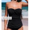imageCUPSHE Womens Tankini Top Swimsuit Only Sweetheart Neck Wrapped Front Bandeau Bathing Suit Top Ruched Removable StrapsBlack