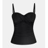 imageCUPSHE Womens Tankini Top Swimsuit Only Sweetheart Neck Wrapped Front Bandeau Bathing Suit Top Ruched Removable StrapsBlack
