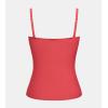 imageCUPSHE Womens Tankini Top Swimsuit Only Sweetheart Neck Wrapped Front Bandeau Bathing Suit Top Ruched Removable StrapsRed