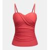 imageCUPSHE Womens Tankini Top Swimsuit Only Sweetheart Neck Wrapped Front Bandeau Bathing Suit Top Ruched Removable StrapsRed