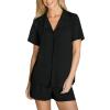 imageCUPSHE Button Down Pajama Shorts Set for Women 2 Piece Post Partum Lounge Shorts PJ SetsBlack