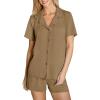 imageCUPSHE Button Down Pajama Shorts Set for Women 2 Piece Post Partum Lounge Shorts PJ SetsKhaki