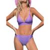 imageCUPSHE Women Bikini Set Solid Color Sexy Triangle Two Piece SwimsuitPurple Striped