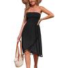 imageCUPSHE Women Strapless Tube Swimsuit Coverup Smocked Beach Cover Up Dress GreenBblack