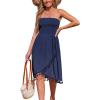 imageCUPSHE Women Strapless Tube Swimsuit Coverup Smocked Beach Cover Up Dress GreenBblue