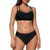 imageCUPSHE Womens Bikini Sets Large Bust Scoop Neck Mid Rise Back Crisscross Self Tie Double Adjustable StrapsBlack