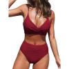 imageCUPSHE Womens Bikini Sets Two Piece Swimsuit High Waisted V Neck Twist Front Adjustable Spaghetti Straps Bathing SuitRed Wine