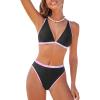 imageCUPSHE Womens Bikini Sets Two Piece Swimsuit V Neck Triangle Top Adjustable Straps Crisscross Back Hook Tie dyeBlackPink