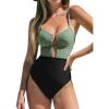 imageCUPSHE Womens One Piece Swimsuit Scoop Neck Adjustable Straps Cutout Back Self Tie Bathing SuitOlive GreenBlack