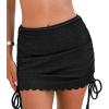 imageCUPSHE Womens Swimsuit Bikini Bottom Skirt High Waisted Full Coverage Bathing Suit Ruched Scalloped Swim DressBlack
