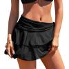 imageCUPSHE Womens Swimsuit Bikini Bottom with Short Sarong Ruffled Low Waisted Bathing Suit High Cut Cheeky BottomBlack