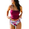imageCUPSHE Womens Tankini Sets Square Neck High Waisted Two Piece Bathing Suits Adjustable Straps Drawstring SwimwearDeep MagentaFloral