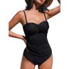 imageCUPSHE Womens Tankini Sets Two Piece Swimsuit Sweetheart Neck Removable Straps Wrapped Molded CupsBlack
