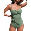imageCUPSHE Womens Tankini Sets Two Piece Swimsuit Sweetheart Neck Removable Straps Wrapped Molded CupsDark Green
