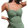 imageCUPSHE Womens Tankini Top Swimsuit Only Sweetheart Neck Wrapped Front Bandeau Bathing Suit Top Ruched Removable StrapsArmy Green