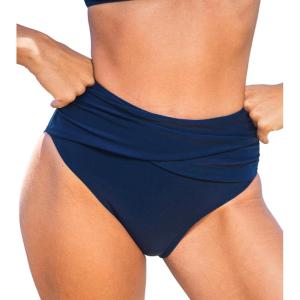 imageCUPSHE Womens Swimsuit Bikini Bottom Ruched Fashion High Waisted Bathing Suit Wrap Front Modern SwimwearNavy
