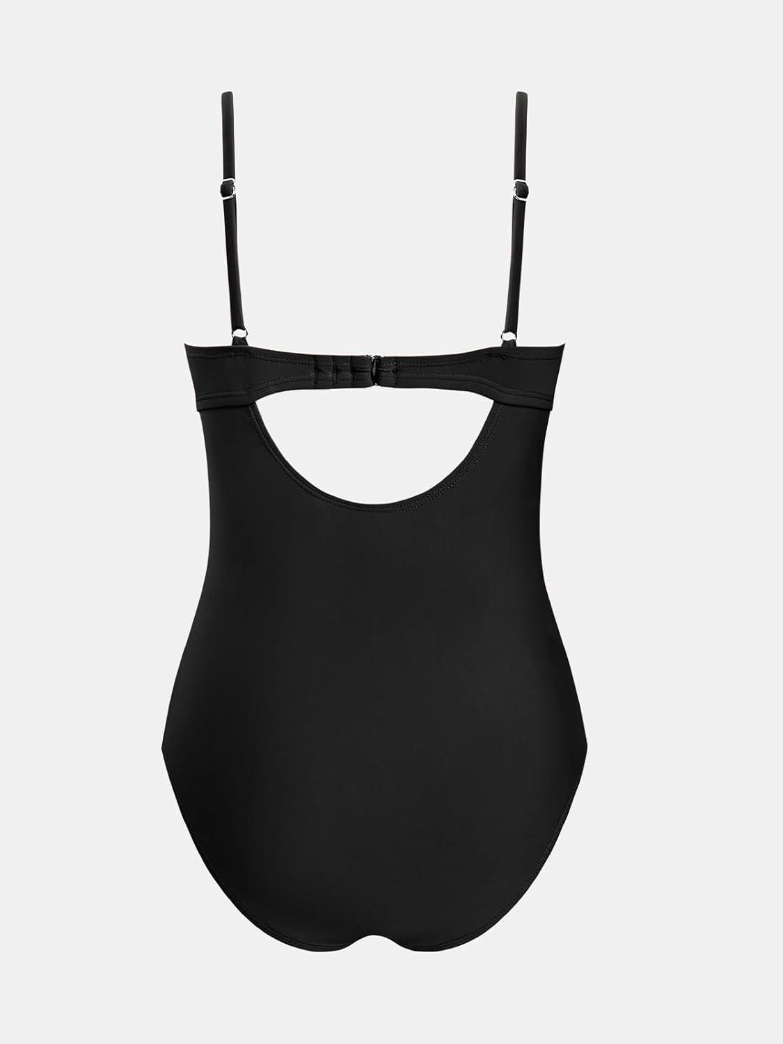 imageCUPSHE Womens One Piece Swimsuit Maternity Wrapped Front Ruched Pregnancy Bathing Suit Back Hook CutoutBlack