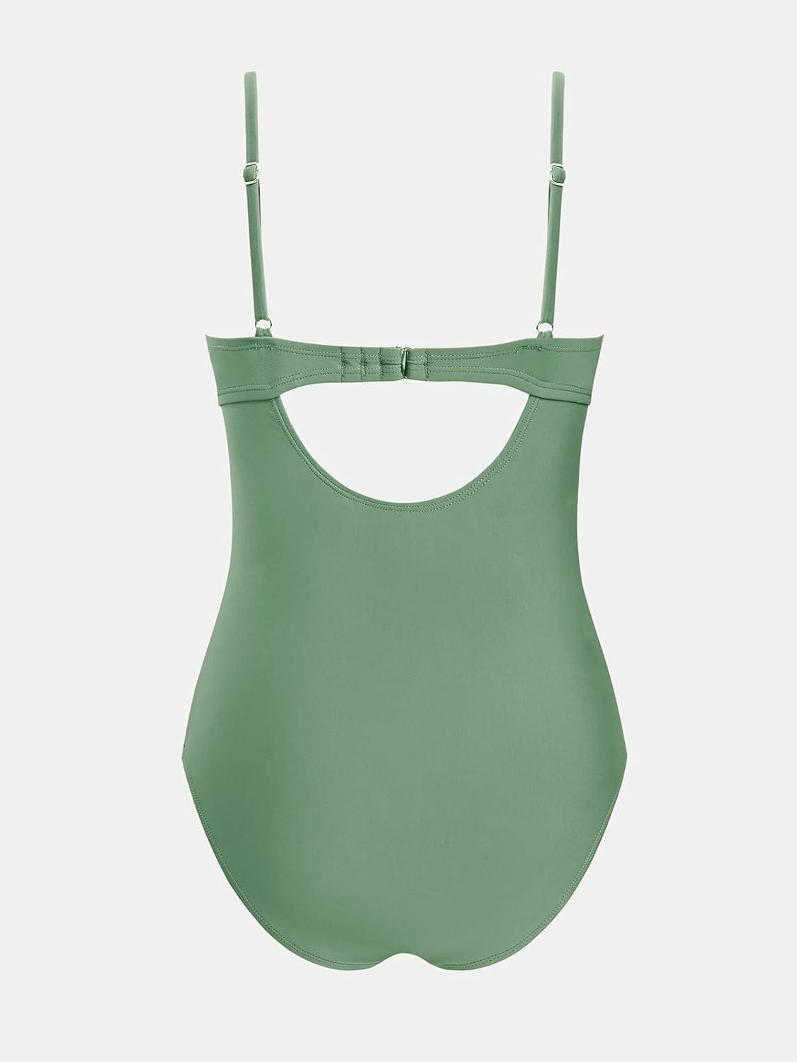 imageCUPSHE Womens One Piece Swimsuit Maternity Wrapped Front Ruched Pregnancy Bathing Suit Back Hook CutoutGreen