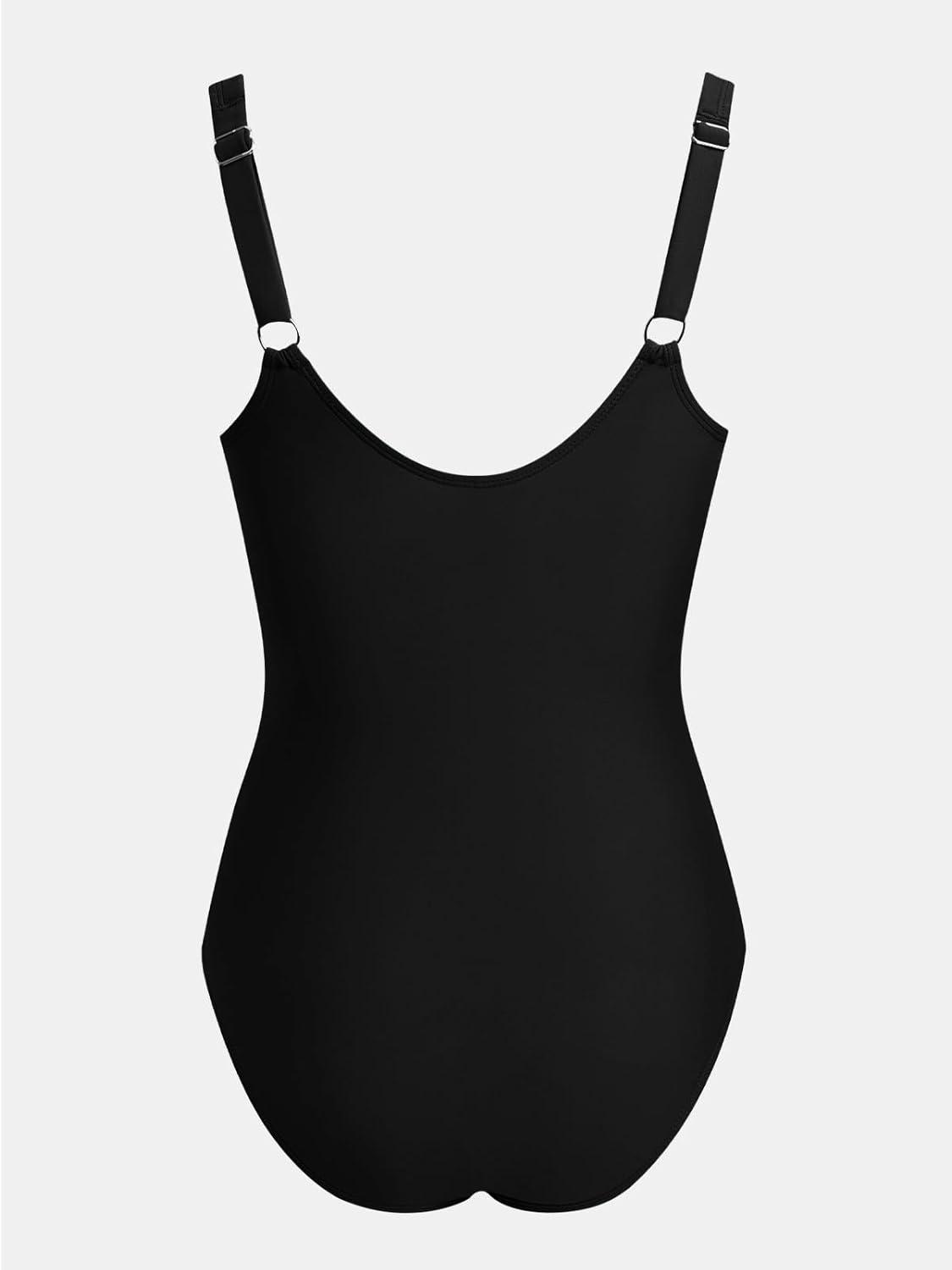 imageCUPSHE Womens One Piece Swimsuit Sweetheart Neck Wide Adjustable Straps Ruched Front Keyhole Bathing SuitBlack