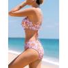 imageCUPSHE Womens Bikini Set Two Piece Bathing Suits Scoop Neck Crisscross Back Self Tie Mid Waisted Bottom Floral Cut OutPurple Floral