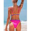 imageCUPSHE Womens Bikini Sets Colorblock Two Piece Swimsuit V Neck Bandeau Top Low Rise Cheeky Bottom SwimwearPinkYellow