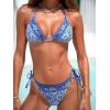 imageCUPSHE Womens Bikini Sets Triangle Cup Halter V Neck Bathing Suit Low Rise Bottom Drawstring Self Tied StrapsBlue Floral