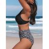 imageCUPSHE Womens Bikini Sets Two Piece Bathing Suit High Waisted V Neck Halter Front Twist Back Hook TexturedBlackDitsy