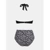 imageCUPSHE Womens Bikini Sets Two Piece Bathing Suit High Waisted V Neck Halter Front Twist Back Hook TexturedBlackDitsy