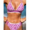 imageCUPSHE Womens Bikini Sets Two Piece Swimsuit Halter V Neck Back Hook Cutout Stitching Cheeky BottomWhitePink Floral